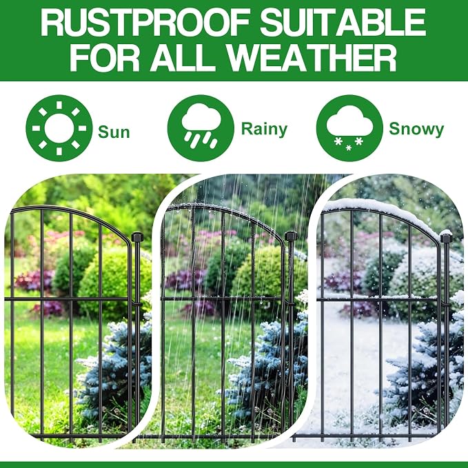 60 Pack Decorative Garden Fence Animal Barrier Fence, 17 in x 16 ft Rustproof Metal No Dig Fence Panels, Arched Small Garden Fence Barrier for Dog Rabbit Flower Bed Edging Yard Ground Patio Defense
