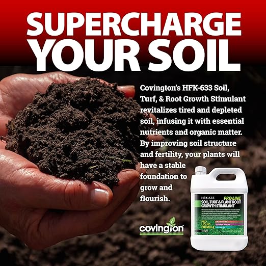 Covington PRO-LINE Humic Acid, Fulvic Acid, Kelp Seaweed Fertilizer (32oz), HFK-633 Superior Potassium Nitrate Root Growth Stimulant with Humic, Fulvic & Kelp Fertilizer for Plant & Tree Root Health