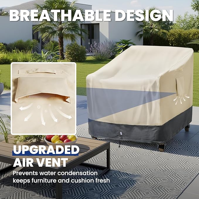 Extra Heavy Duty Patio Rocking Chair Covers Waterproof - 2 Pack Patio Furniture Seat Covers for Outdoor Swivel/ Rocking Chair, with Air Vents, 28" W x 33" D x 38.5" H
