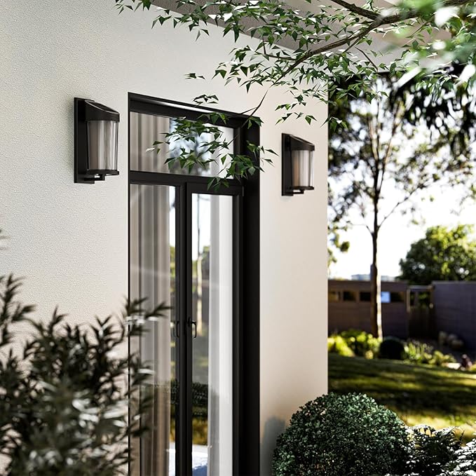 Solar Yard 4-Pack Outdoor Wall Lights, Light Fixture, LED Exterior Lighting fixtures for Outside, Front Porch Lights, Waterproof Wall Sconce Lantern Lamp for House, Patio, Doorway, Entryway, Round