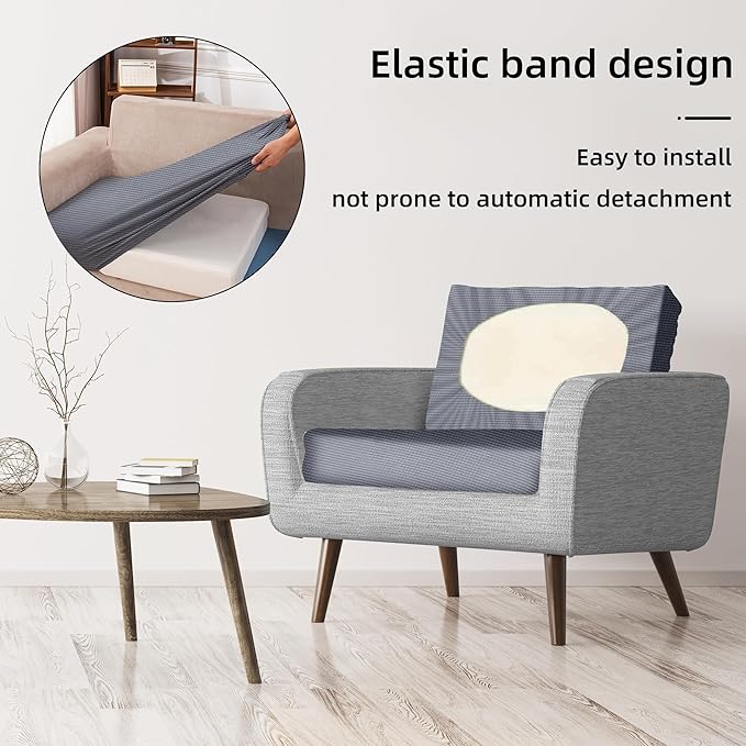 BIETYONE 8Pcs Stretch Patio Cushion Covers,Outdoor Couch Covers Replacement,Outdoor Couch & Sofa Slipcovers,for Patio Furniture Cushion Covers,Washable Reusable Furniture Protector (Grey,Cover Only)
