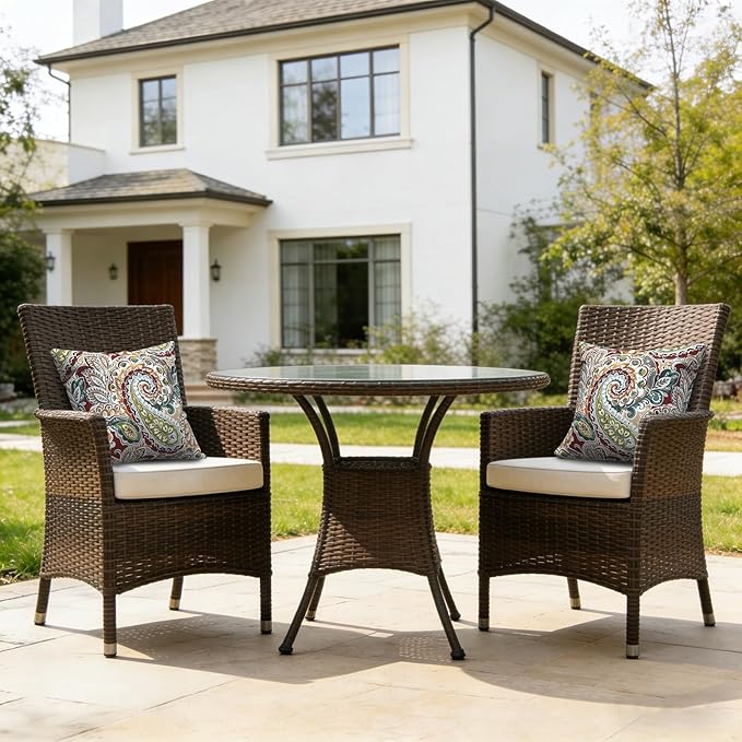 LVTXIII 2 Pack Outdoor Pillow Covers ONLY 18x18 Inch, Water-Repellent Square Decorative Cushion Covers for Patio Furniture, Garden, Sofa, Vibrant Paisley