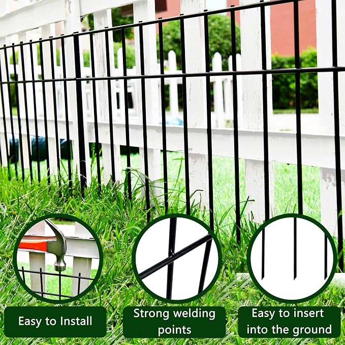 Animal Barrier 30FT(L)15 in(H), 15 Pack 2415 Inch Dog Digging Fence Underground, Decorative Garden No Dig Dog Barrier Black