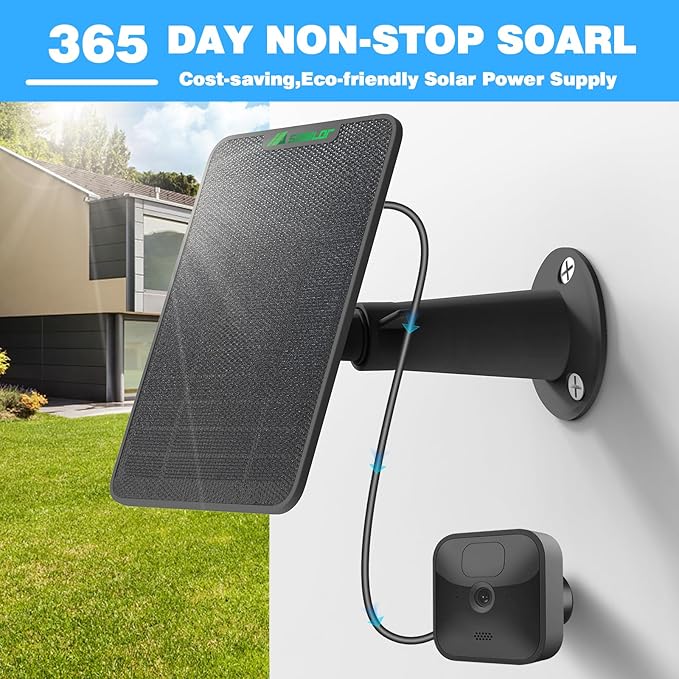 Solar Panel for Blink Camera Outdoor, 6W Solar Panel with Battery Compatible with Blink Outdoor 3 & 4 XT XT2 Camera, Solar Charger with Rubber Plug,13.1ft Cable, IP65 Waterproof