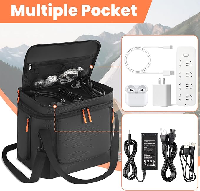 Carrying Case Compatible with Anker SOLIX C1000/C1000 Gen 2/C800/C800 Plus, Portable Power Station Bag with Shoulder Strap, Portable Generator Cover Compatible for Outside (Black, without wheels)