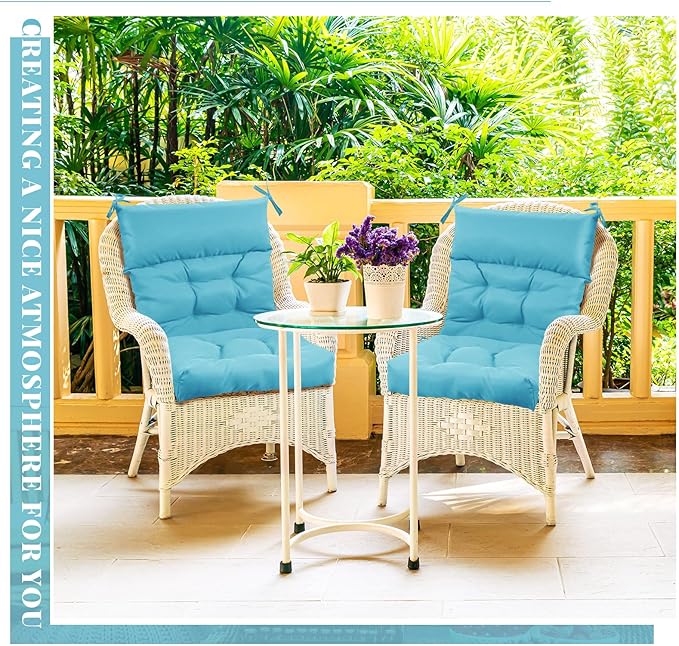 Sintuff 2 Pcs 44 x 21 x 4 Patio Chair Cushions Outdoor Chair Cushion Seat/Back Tufted Pillow with Ties Water Resistant Replacement Indoor Patio Furniture Outdoor Furniture (Solid Color,Royal Blue)