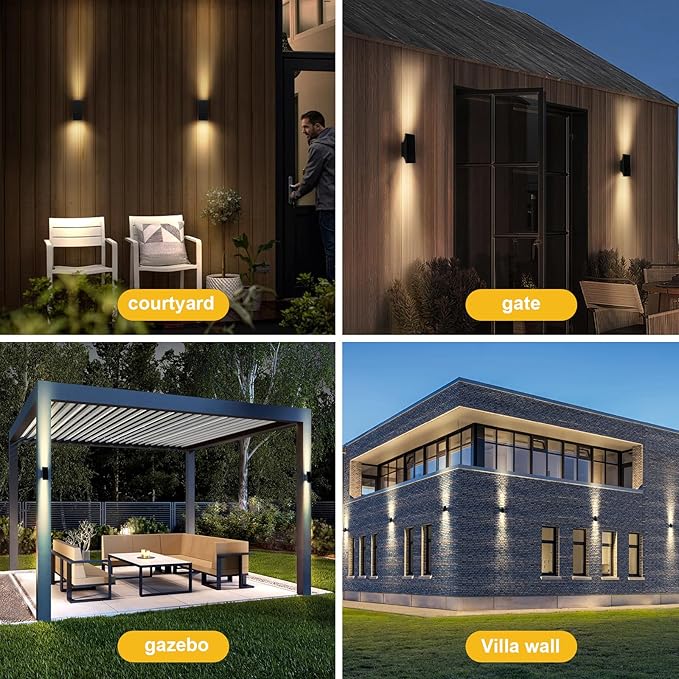 SOTTLOT Solar Sconce Lights Outdoor, Dimmable Solar Wall Lights Up and Down, 3000K 700LM Solars Lights Outdoor IP65 Waterproof for Yard Patio Garage Porch, 2pcs