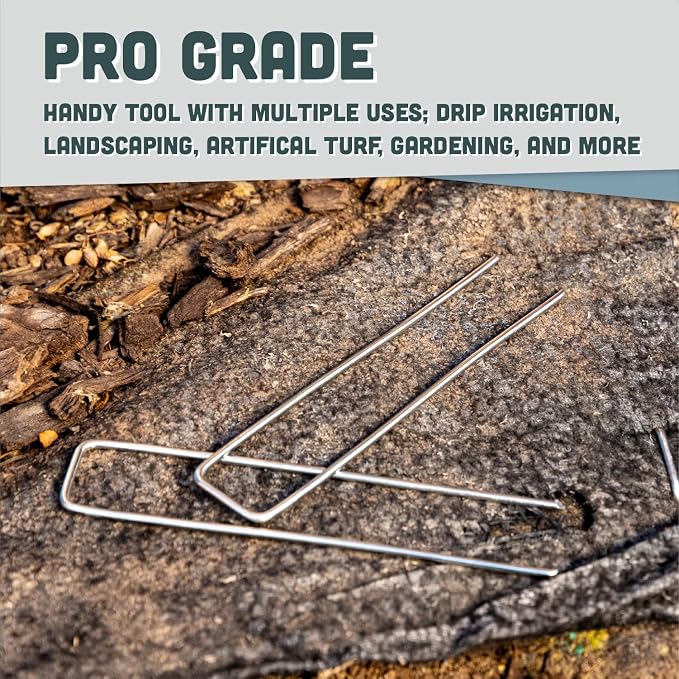 Squirrel Products Galvanized Steel Redrawn Garden Stakes, 6 Inch Lawn Staples, 11 Gauge Stakes, 2.9mm 15x2.5x15cm – 200 Pack