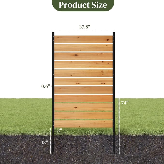 No Dig Wood Privacy Screen Fence Panel, 61" H x 38" W Outdoor Decorative Privacy Wall, Freestanding Room Divider for Patio Garden, Hide Trash Cans & AC Units （Brown, 5FT）
