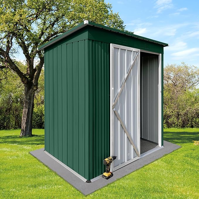 Metal Garden Sheds 5FT x 4FT, Metal Outdoor Storage Shed, Large Storage Shed with Door and Lock for Backyard Garden Patio Lawn, Green