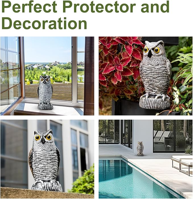 OFFO 2 Pack Plastic Owl Scarecrow for Halloween Decorations Outdoor Garden, Yard, Pool Decoration, 8.3 in Height