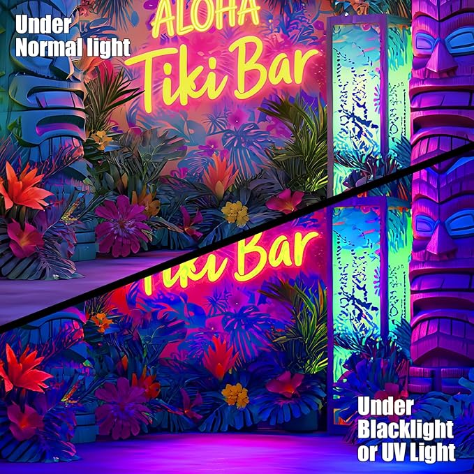 7 * 16FT Summer ALOHA & Tiki Bar Garage Door Cover Decorations Sunset Palm Trees Garage Door Banner for Outdoor Indoor Summer Party Photography Backdrop
