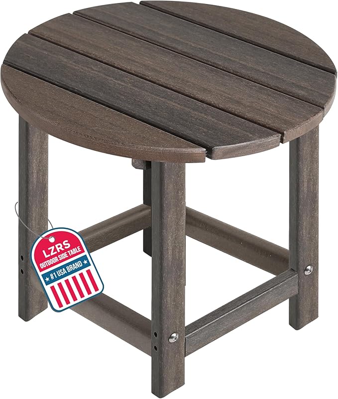 LZRS Adirondack Patio Side Table End Table, Outdoor Coffee Tables for Patio, Backyard,Pool, Indoor Companion, Easy Maintenance & Weather Resistant(Brown Mixture)