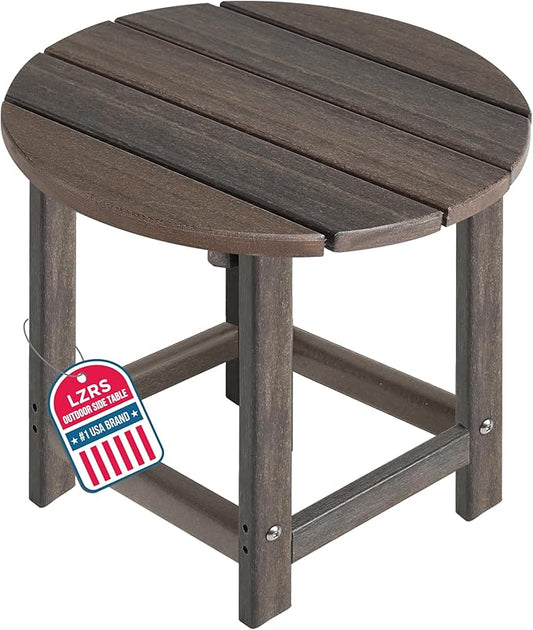 LZRS Adirondack Patio Side Table End Table, Outdoor Coffee Tables for Patio, Backyard,Pool, Indoor Companion, Easy Maintenance & Weather Resistant(Brown Mixture)