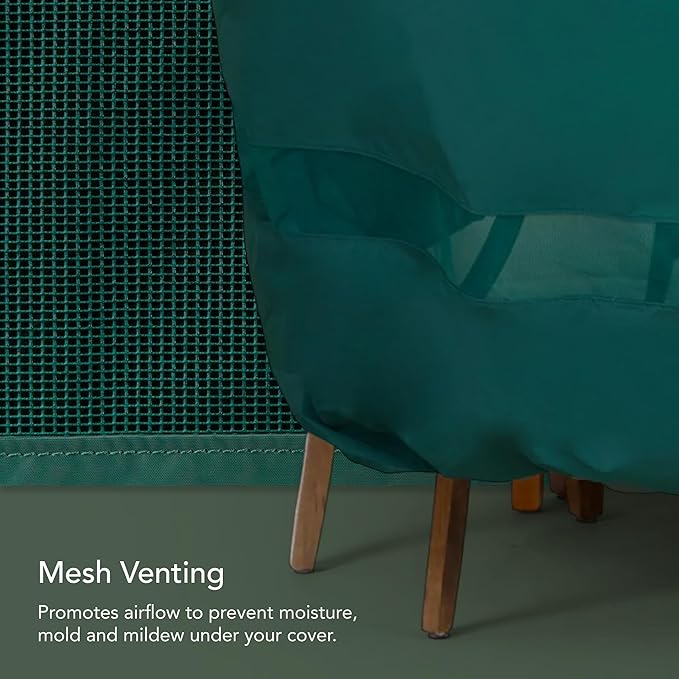 Covermates Classic Double Chaise Lounge Cover – Weather-Resistant Vinyl Outdoor Furniture Cover with Mesh Vent, Elastic Hem, UV Protection, Lightweight Patio, 58W x 78D x 34H, Green