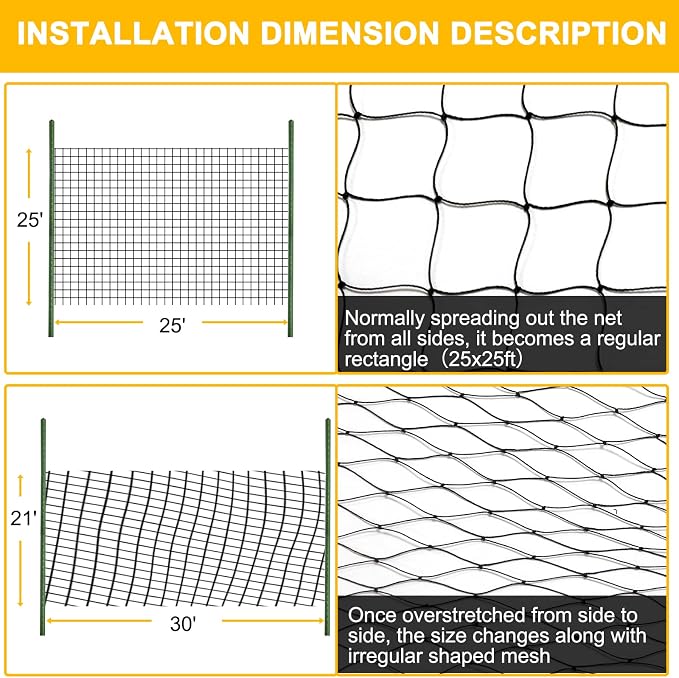BSTPCOO Chicken Netting 25'x25' with 1" Mesh Nylon Bird Netting for Chicken Coop, Heavy Duty Poultry Net Bird Net for Garden Deer Fence for Fruit Tree