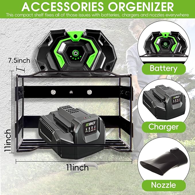 Power Tool Organizer Wall Mount - Heavy Duty Weed Eater Hanger for Garage Organization, Cuboid Garage Storage Rack for EGO Leaf Blower, Trimmer, Chainsaw, Edger, Battery, Charger, 180lbs Load Capacity