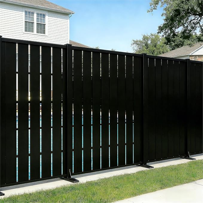 72" h x 47" w Outdoor Metal Privacy Screen, Freestanding Screen Panel with Stand, Privacy Fence and Room/Garden Divider, Weather-Resistant Steel for Patio, Garden, Balcony, or Backyard