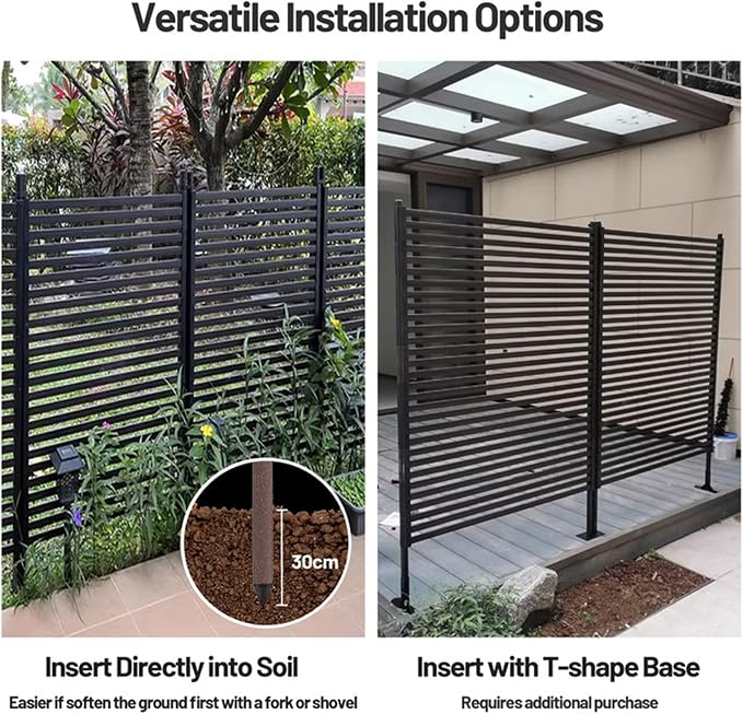 Twira Outdoor Privacy Screen 35" x 71", Privacy Fence Screen for Outside, Trash Can Metal Privacy Panels, 3FT x 6FT Decorative Pipes and Slats Divider Tall Fence Sticks for Backyard Patio Garden Brown