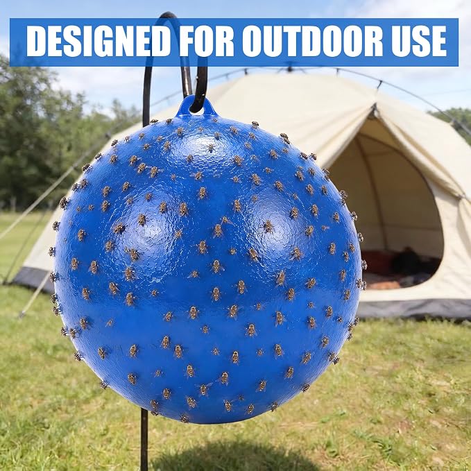 2 Pack Inflatable Fly Trap Balls 18inch Sticky Catcher for Black Yellow Greenhead Flies Outdoor Insect Control for Barn Stable Garden Greenhouse (Glue Not Included) (Deer Fly Ball Trap)