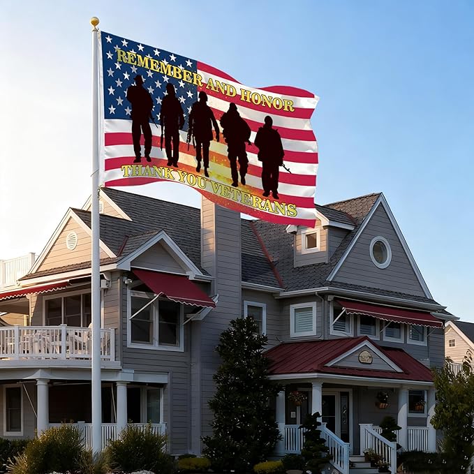 Veteran Flag 3x5 Ft - Double Sided Patriotic American Flag with Brass Grommets, Veterans Day Memorial Day 4th of July Outdoor Yard Garden Decorations for Outside