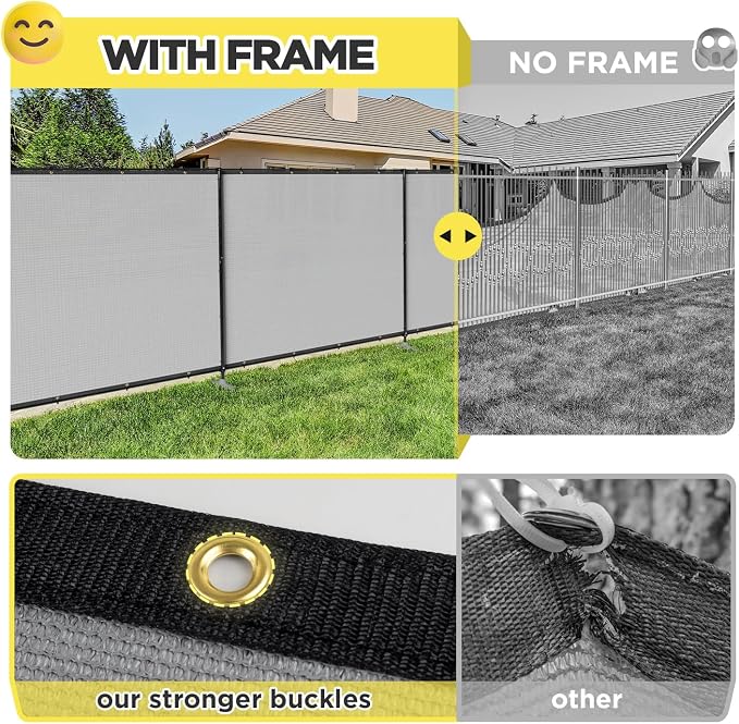 5' x 19' Gray Outdoor Privacy Screen Freestanding 240 GSM Privacy Fence Panels for Outside, Pool Fences with Poles, Backyard Temporary Fencing, Privacy Wall Ground Pole Fence