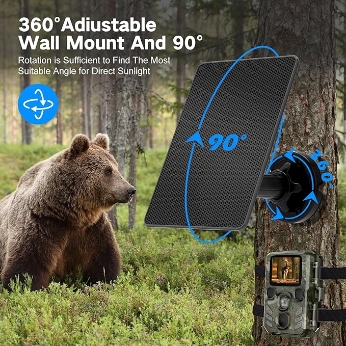 Trail Camera Solar Panel, Trail Camera Solar Panel with Built-in 5000mAh Large-Capacity Rechargeable Battery - Output 5V/6V, IP66 Waterproof Hunting Accessory Game Cameras Solar Charger