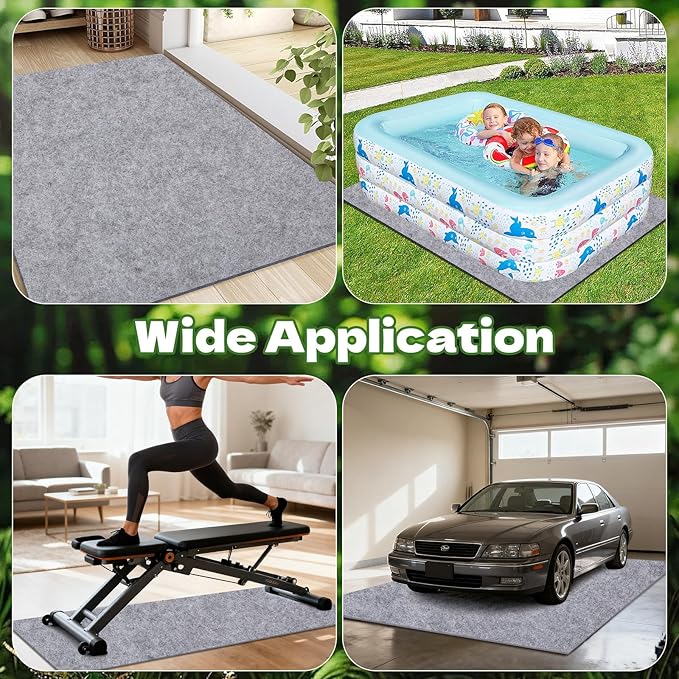 9.8 x 8.2 FT Outdoor Storage Shed Mat Waterproof Storage Flooring Mat Thickened Soft Patio Furniture Pad Washable with Non Slip Backing Storage Shed Not Included, Gray