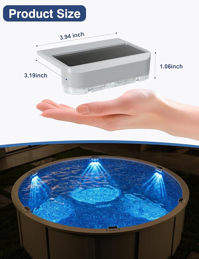 APONUO 12 Pack Solar Pool Lights, Pool Solar Lights for Above Ground Pools, RGB Color Changing, IP65 Waterproof Solar Pool Lights for Inground Pool, Pond, Fountain, Yard