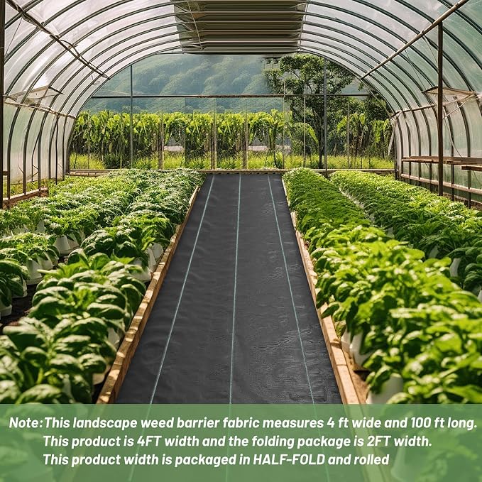 3ftx300ft Weed Barrier Landscape Fabric Heavy Duty, Woven Weed Control Cloth, Woven Geotextile Fabric for Underlayment, Commercial Driveway Weed Block Cover Mat,with 1 Pair of Gloves