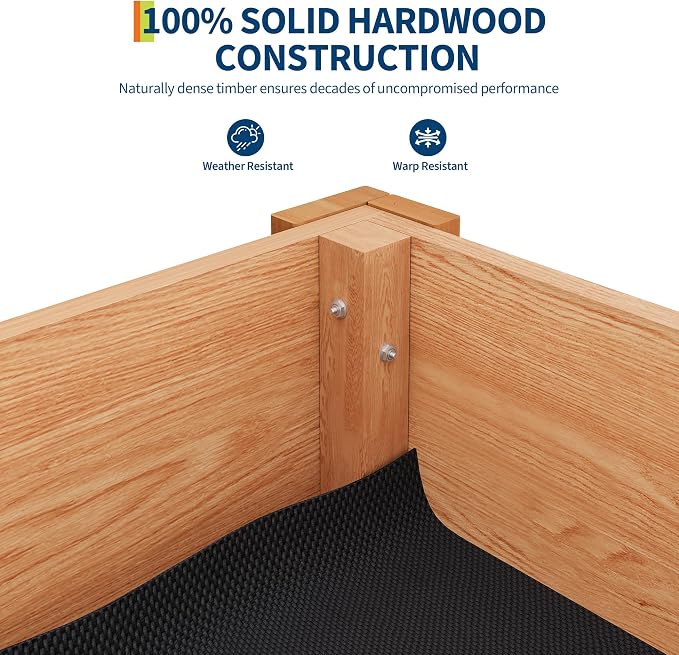 72x 23x30IN Raised Garden Bed Outdoors with High Legs & Hooks, Non-Woven Liner, Elevated Wooden Large Planter Box for Backyard, Patio, Balcony w/Divider Panel, 6 Legs, 300lb Capacity