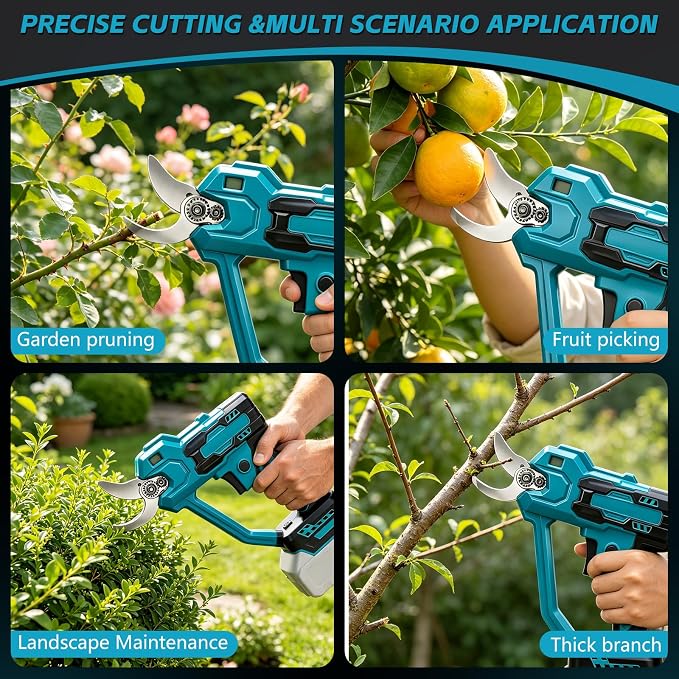 Cordless Pruning Shears Compatible with Ma kita 18V Battery, Brushless Pruner with 0.6"/1.2" Cutting Modes, LCD Display, Electric Pruning Shears for Gardening Tree Trimming (No Battery)