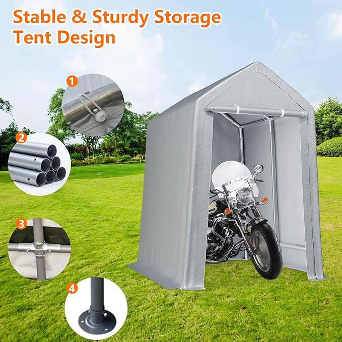 10'x10' Heavy Duty Carport Canopy for All-Season Protection - Waterproof, Portable Garage with Removable Sidewalls & Doors, Perfect for Motorcycles, Bikes, and Garden Tools