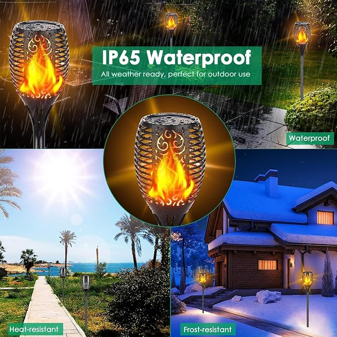 Solar Lights Outdoor 99 LED Higher & Larger Flickering Flame Solar Torch Light 43" Waterproof Outdoor Lighting Solar Powered Pathway Lights Christmas Decorations for Garden Patio Yard (8pack)