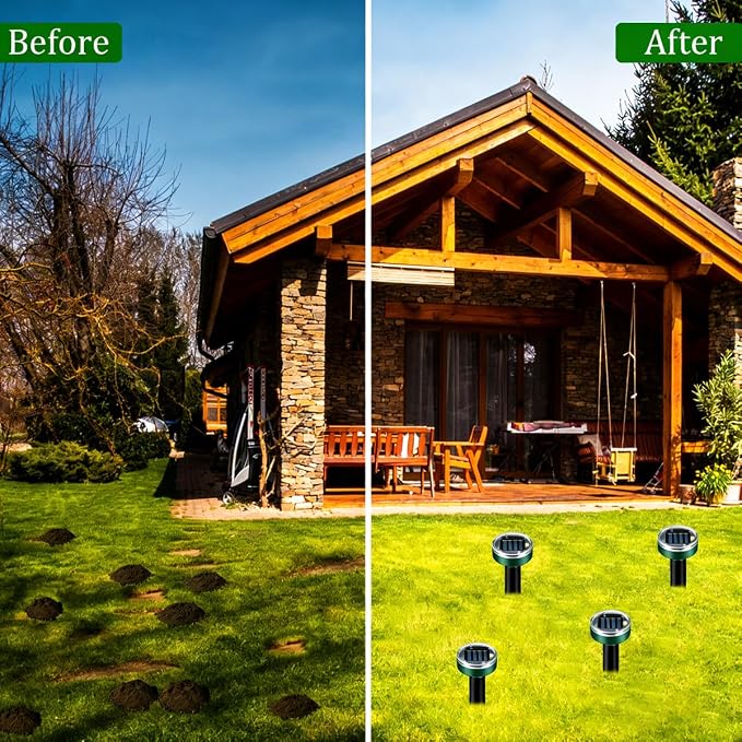Mole Repellent 10 Pack Solar Sanke Repellent Sonic Gopher Repellent Vole Chaser Mole Deterrent Sonic Spikes Repellent Ultrasonic Pest Control Outdoor Keep Moles Out of Yard Lawn