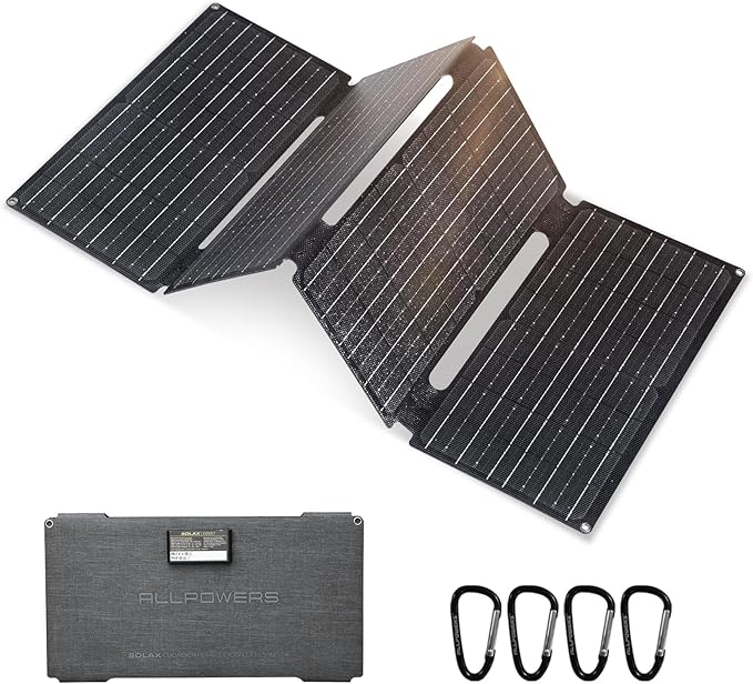 ALLPOWERS SE60 60 W Solar Panel Foldable with 3 Ports (USB-C+USB-A+DC), IP68 Waterproof Portable Solar Charger, Mobile Phone Solar Panel Outdoor for Smartphone Mobile Camping Hiking Outdoor