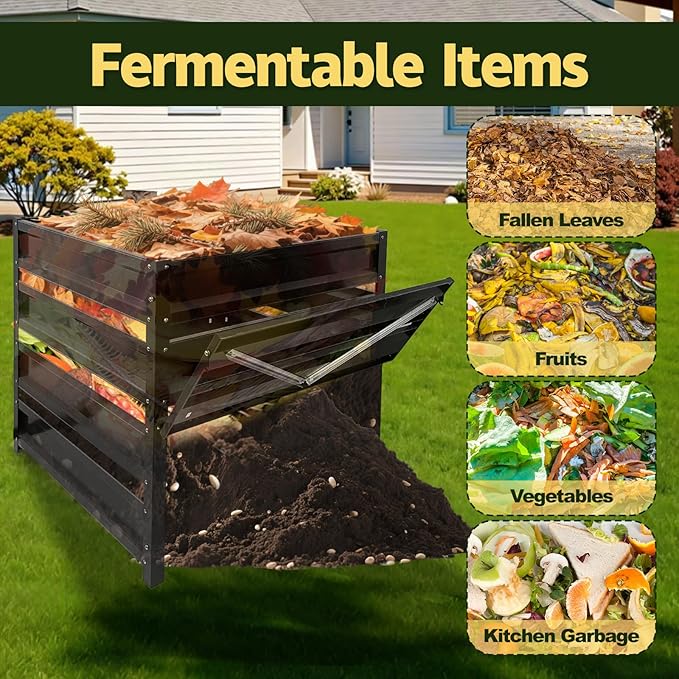 BUKLIYN Compost Bin Outdoor - 285 Gallon Metal Wire Mesh Compost Bins with Rust-Proof Coating, Compost Bin for Yard Waste, Leaves & Kitchen Scraps, 41(L)*41(W)*39.4(H) inch