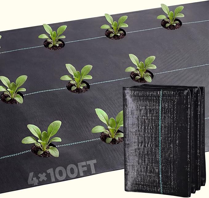 KING BIRD 4FTx100FT Weed Barrier Landscape Fabric, 3.2oz Heavy Duty Woven Ground Cover Geotextile Fabric for Flower Garden Bed, Driveway, Pathway, Gravel & Yard Weed Control Mat