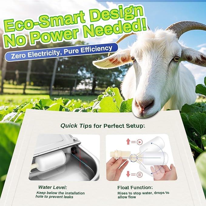Automatic Animal Drinking Water Bowl with Float Valve, Standard Pipe, Stainless Steel Waterer Feeder Farm Dog Dispenser Kit Self Filling for Livestock Horse Goat Water Trough