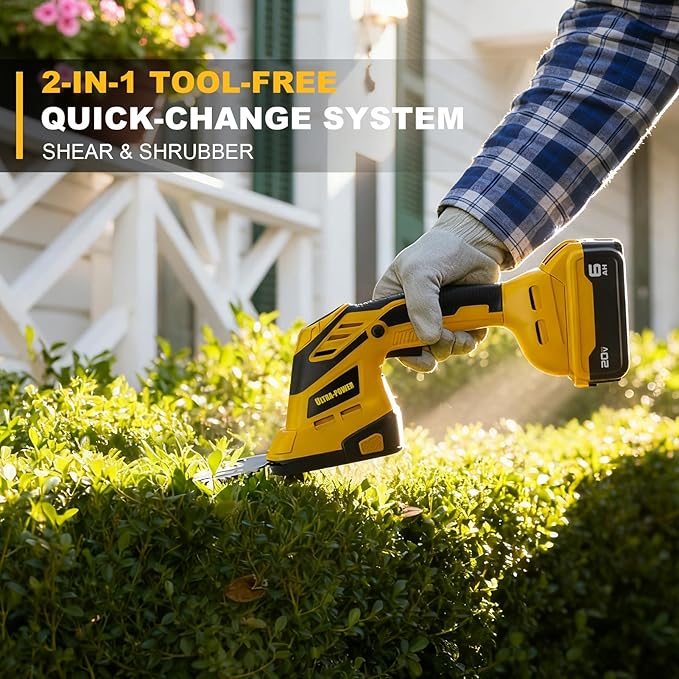 2 in 1 Cordless Hedge Trimmer & Grass Shear, Compactible for DEWALT 20V MAX Battery, 1500RPM Electric Trimmer, Idea for Yard, Garden, Lawn Care(Battery and Charger Not Included)