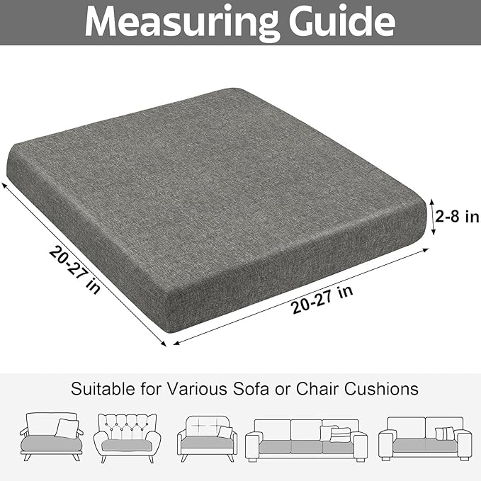 pickyNproud 8Pcs Patio Cushion Covers Stretch Outdoor Couch Cushions Slipcovers Replacement Washable Furniture Protector with Elastic Bottom Sofa Chair Seat Cover, Charcoal Gray