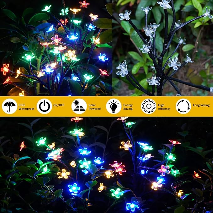 Solar Garden Lights Outdoor,Solar Lights Outdoor Decorative Waterproof for Outside 6Pack, 120Led Solar Flowers Garden Decor, Yard Pathway,Patio Fairy Decorations,Gardening Gifts for Women Mom