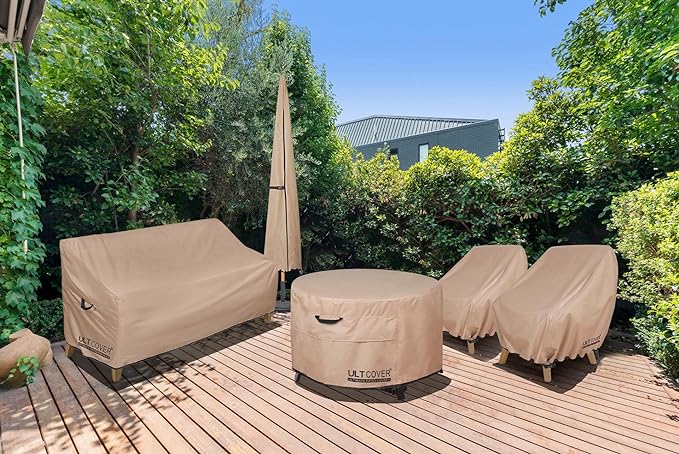 ULTCOVER Waterproof Patio Chair Cover 2 Pack – Outdoor Lounge Deep Seat Single Lawn Chair Cover Fits Up to 38W x 34D x 34H inches