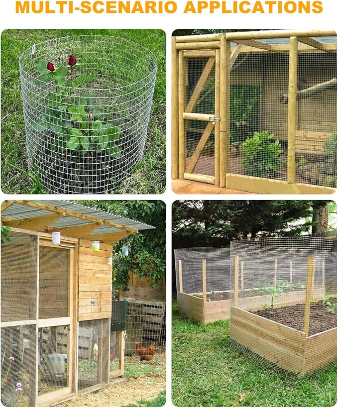 48in x 100ft Hardware About 1/2 inch Hot-Dip Galvanized Welded Chicken Wire Fencing - 23 Standard Steel Wire Mesh for Garden, Chicken Coop, Rabbit Cage, Rodent Poultry Enclosures & Predator Protection