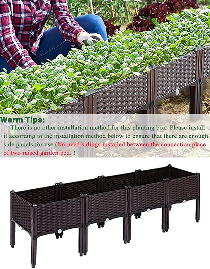 Kalolary 4 Sets Raised Garden Bed Elevated Garden Bed with Legs Patio Plant Boxes Vegetable Flowers Planting Raised Container for Indoor Outdoor Plant Fence Balcony Yard Gardening Supplies