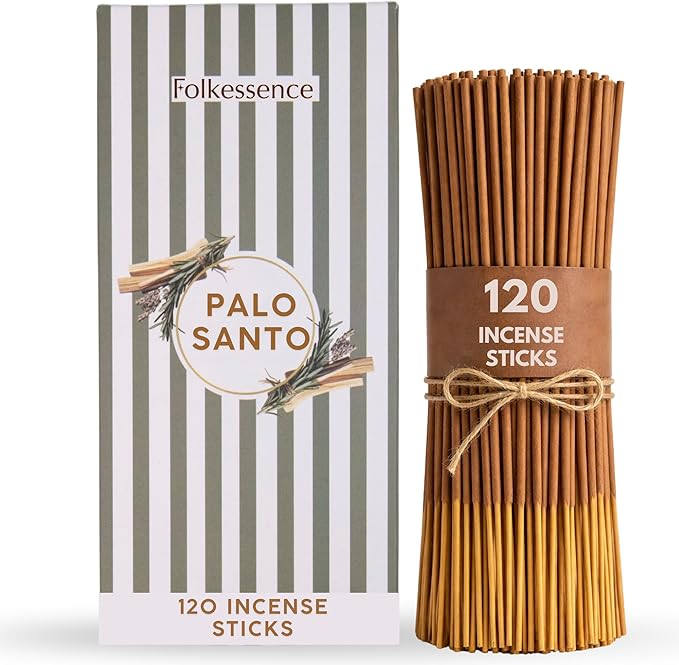 Folkulture Palo Santo Incense Sticks (120 Sticks) | Woody & Fresh Sacred Aroma for Cleansing, Relaxation, Meditation & Yoga | 45 Min Long Burn, Non Toxic, Charcoal Free Incense