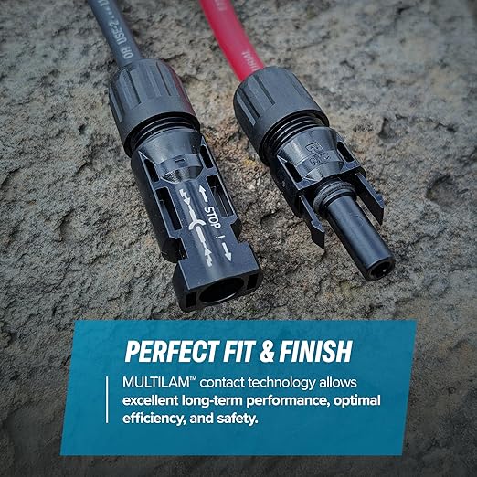 TEMCo Solar Panel Extension Cable 8 AWG 40 Ft Red + 40 Ft Black w/Staubli MC4 Connectors