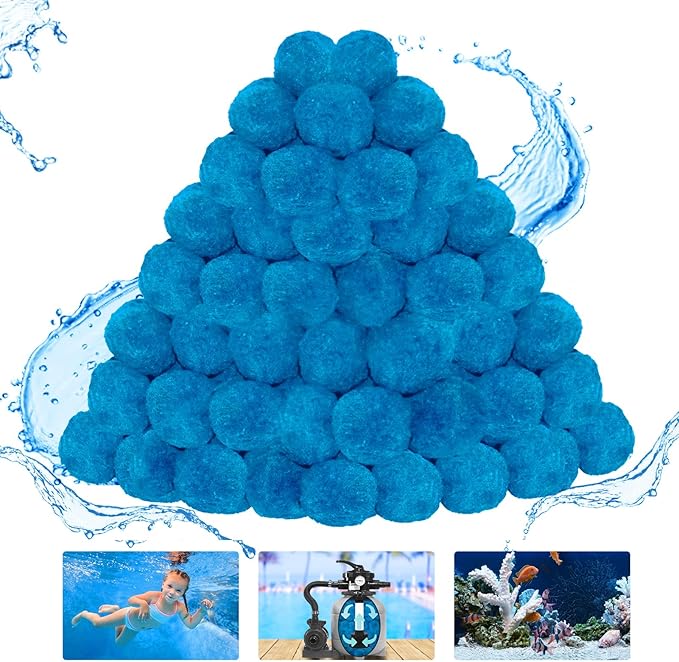 WLLEYAY 1.8 lbs Pool Filter Balls, New Upgrade Efficient Swimming Pool Filter Sand Alternative, Reusable Eco-Friendly Blue Filter Media Balls, Replace 70 lbs Filter Sand, Lasts for Several Seasons