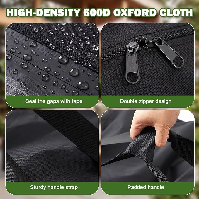 Sadnyy 2 Pack Cushion Storage Bags 32 x 32 x 24 Inch Waterproof Outdoor Furniture Square Cushion Organizer with Handle & Double Zipper, Large Black Bag for Patio Sofa, Chair, Bench, Christmas Tree