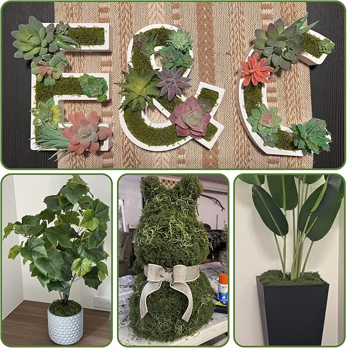 Fake Moss for Potted Plants,Green Moss for Crafts Artificial Floral Moss for Planters Green Moss Decor for DIY Table Centerpieces Faux Moss Filler for Indoor Outdoor Fairy Gardening Decor